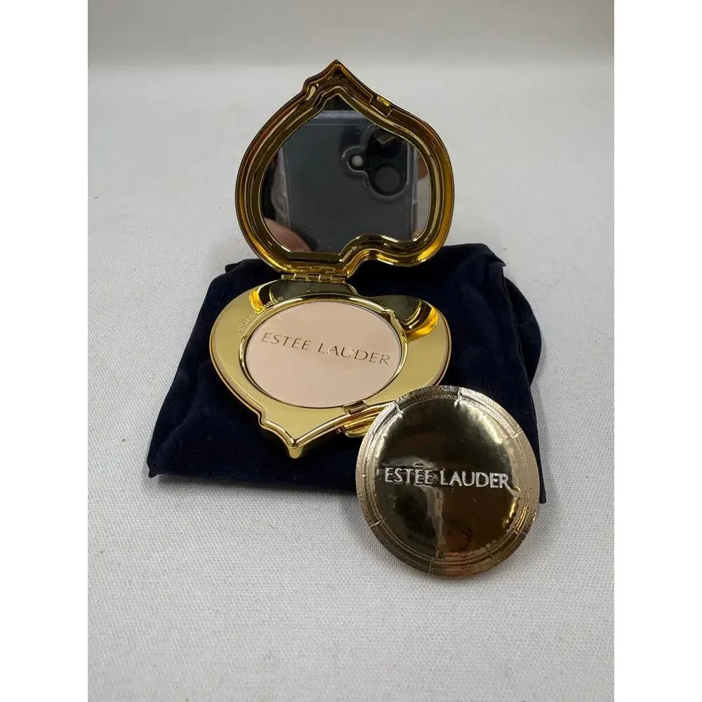 Vtg. Estée Lauder Breast Cancer Edition Pink/Gold Heart shaped Compact- Lucidity
